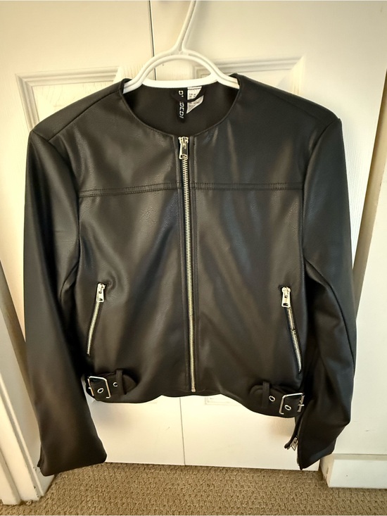 H&M Jackets & Blazers - H&M Divided - Black Faux Leather Zip-Front Jacket